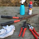 Clean and store garden tools properly