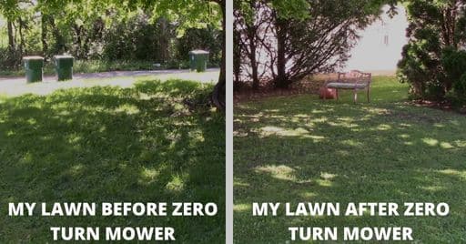 Lawn picture before and after zero turn mower