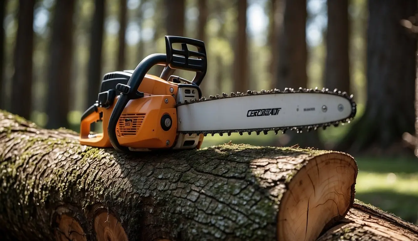 A chainsaw cuts through a thick tree trunk, creating noise and debris. Traditional tools are slower but quieter, with less impact on the environment